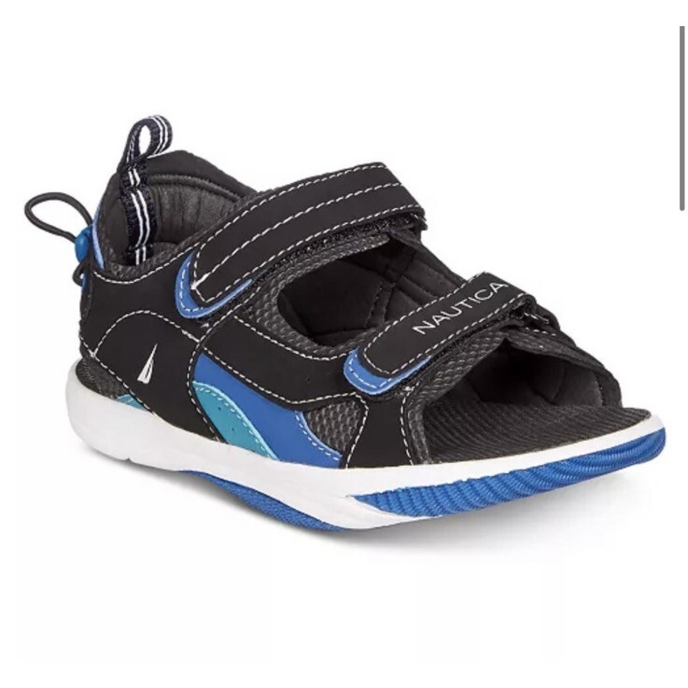 Nautica Kids Sz 4 Sports Sandals Open Toe Athletic‎ Beach Water Helm Black Blue